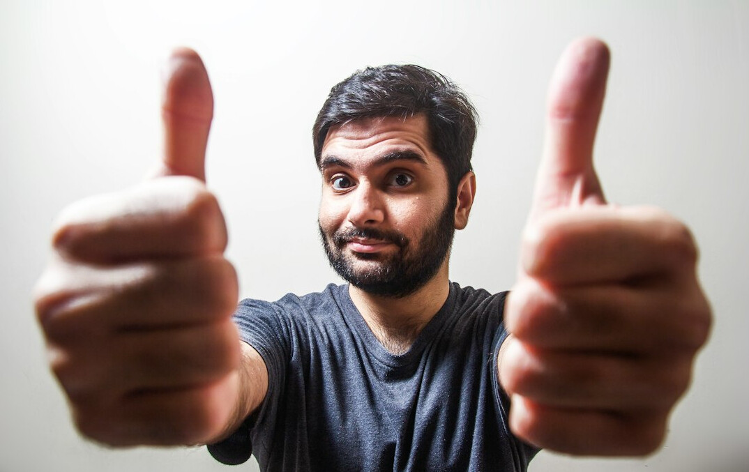 person expressing opinion confidently